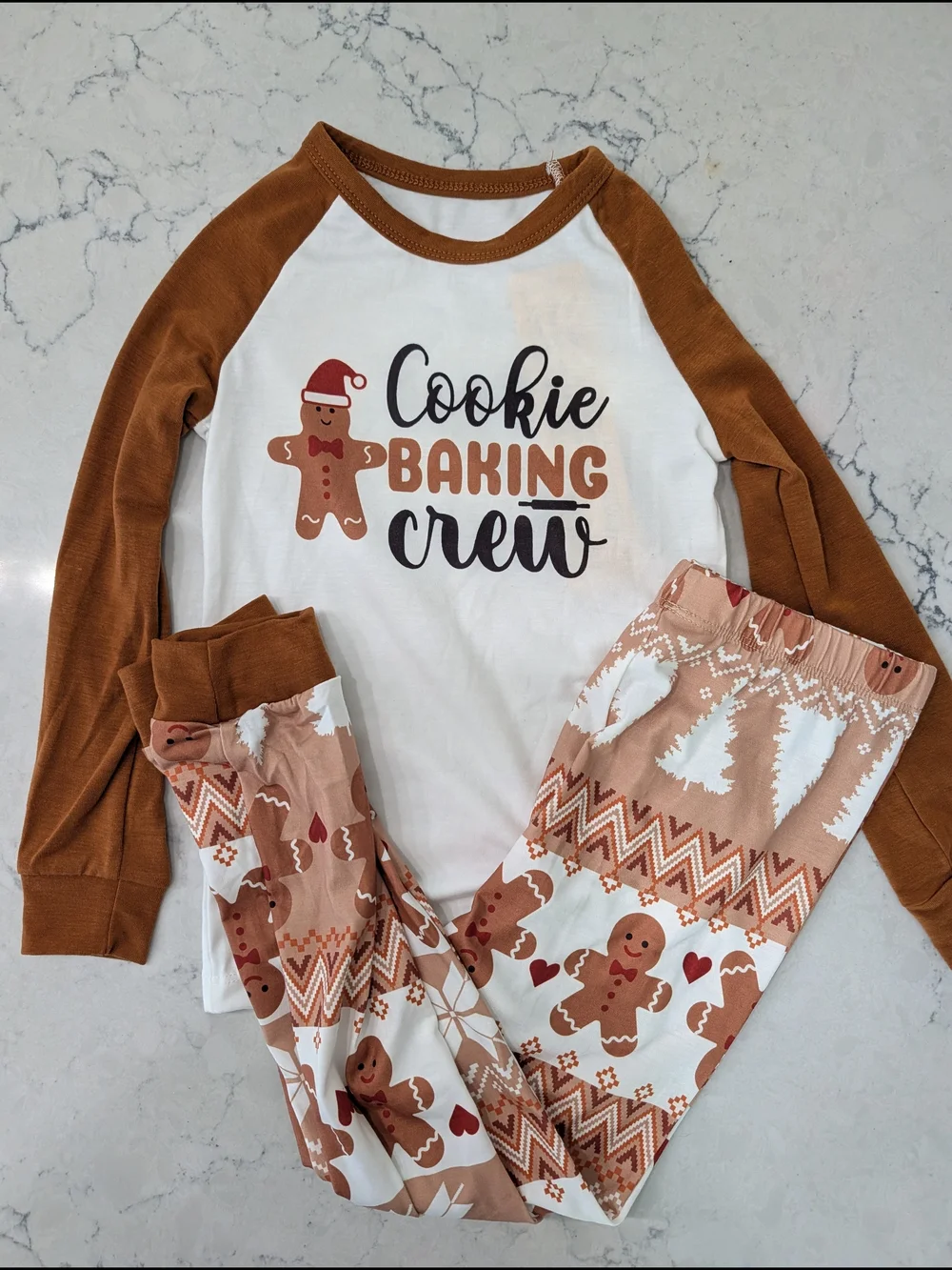 Cookie Baking Crew Kids Pajama Set - Brown & White